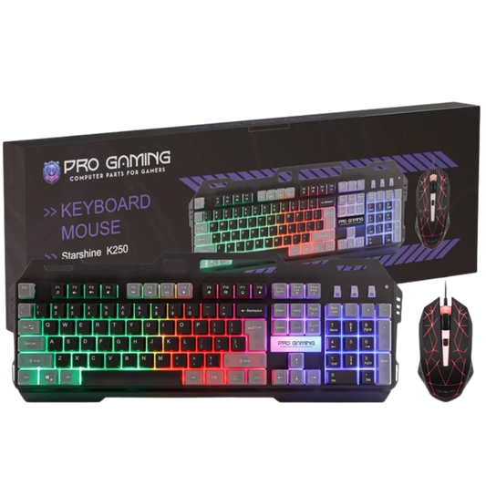 Kit 2 in 1 Pro Gaming K250, Mouse, Tastatura RGB, USB