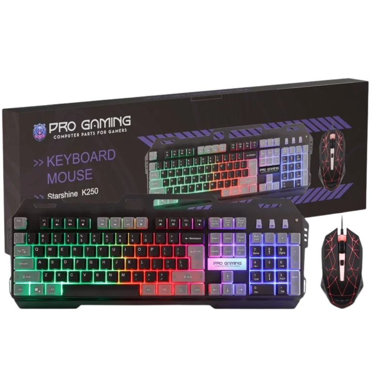Kit 2 in 1 Pro Gaming K250, Mouse, Tastatura RGB, USB